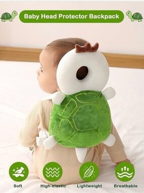 Green Turtle Head Pillow for Infants/ Toddlers